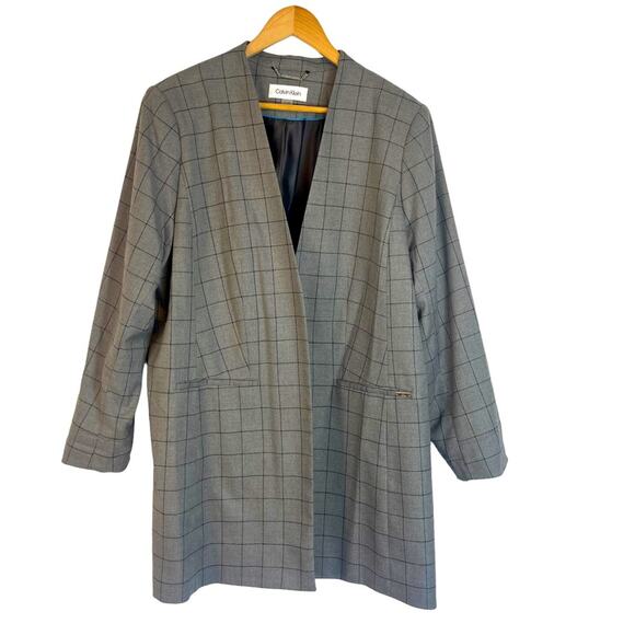 Calvin Klein Collarless Plaid Topper Lined Jacket Blazer Size 18W NWT - Picture 4 of 11